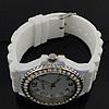 Women Wrist Watch, Zinc Alloy, with Glass & Silicone, platinum color plated, with rhinestone, platinum color Approx 9 Inch 
