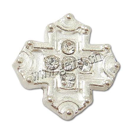 Zinc Alloy Cross Pendants, plated, with rhinestone, more colors for choice, 15x15x5mm, Hole:Approx 2mm, Sold By PC