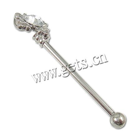 Brass Piercing Barbell, plated, more colors for choice, 14x55x5mm, Hole:Approx 3x2mm, Sold By PC