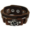 Cowhide Bracelets, Zinc Alloy, with Cowhide, with rhinestone, brown, nickel, lead & cadmium free Approx 8.4 Inch 