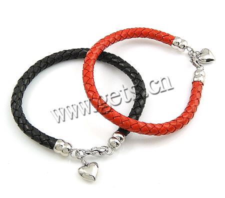Cowhide Bracelets, with 316 Stainless Steel, more colors for choice, 6mm, Sold By Strand
