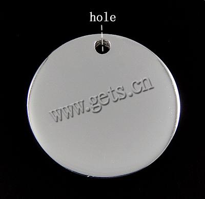 Etiqueta de plata de rey, plata de ley 925, Redondo aplanado, chapado, más colores para la opción, 20x20x2mm, agujero:aproximado 2mm, Vendido por UD