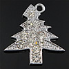 Colgantes de Navidad de aleación de cinc, aleación de zinc, Árbol de Navidad, con diamantes de imitación, 21.5x20.5x2.5mm, agujero:aproximado 2mm, Vendido por UD