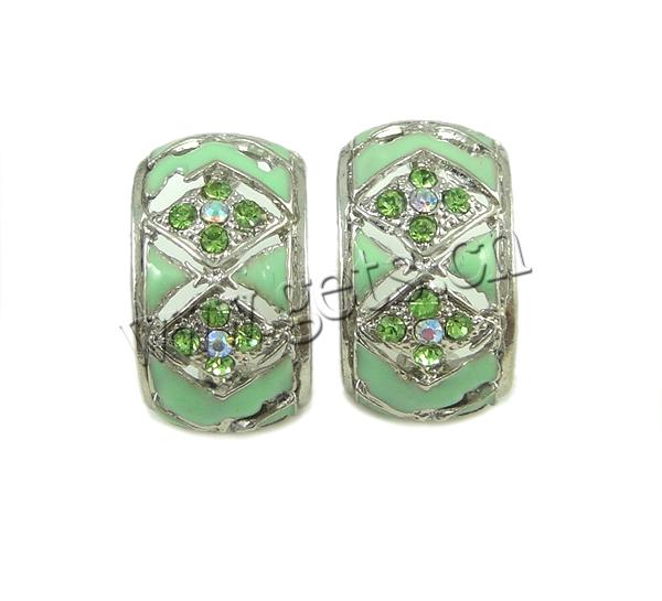 clou d'oreille en alliage zinc avec émail, alliage de zinc, acier inoxydable puce boucle d'oreille, Placage, avec strass, plus de couleurs à choisir, 20x11mm, Vendu par paire