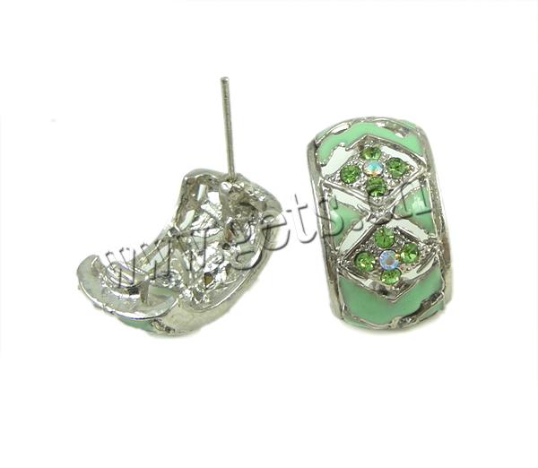 clou d'oreille en alliage zinc avec émail, alliage de zinc, acier inoxydable puce boucle d'oreille, Placage, avec strass, plus de couleurs à choisir, 20x11mm, Vendu par paire