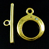 Brass Toggle Clasp, plated, with rhinestone & single-strand Approx 2mm 