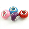 Perles European en résine, rondelle, Placage de couleur platine, noyau double en laiton sans filetage, couleurs mélangées Environ 5mm, Vendu par PC