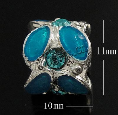 Enamel Zinc Alloy European Beads, Tube, plated, without troll & with rhinestone & large hole, more colors for choice, nickel, lead & cadmium free, 11x10mm, Hole:Approx 6mm, Sold By PC
