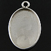Stainless Steel Pendant Setting, Flat Oval Approx 2mm, Inner Approx 
