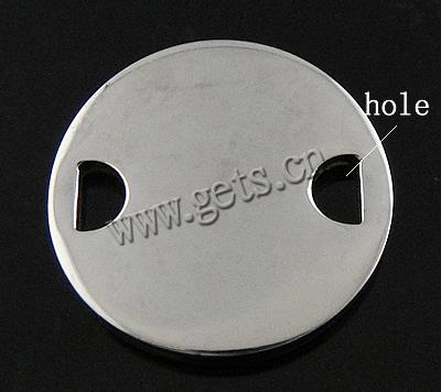 Коннектор из нержавеющей стали., нержавеющая сталь, Плоская круглая форма, Индивидуальные & 1/1 петля, оригинальный цвет, 18x18x2mm, отверстие:Приблизительно 4x2.5mm, продается PC