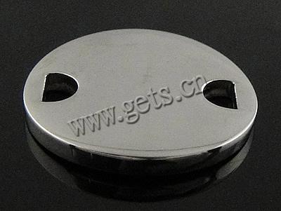 Stainless Steel Charm Connector, Flat Round, Customized & 1/1 loop, original color, 18x18x2mm, Hole:Approx 4x2.5mm, Sold By PC
