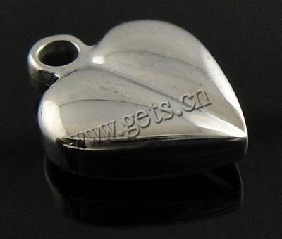 Encantos de etiqueta de acero inoxidable, Corazón, Modificado para requisitos particulares, color original, 11x9x3.2mm, agujero:aproximado 1.5mm, Vendido por UD