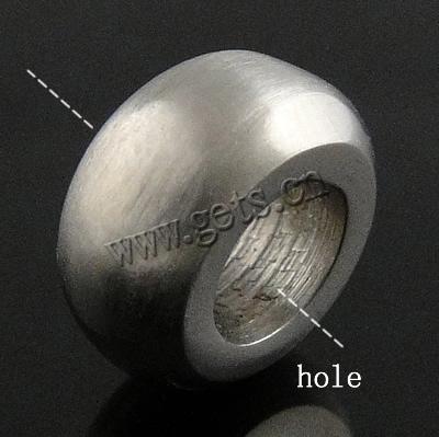 Stainless Steel European Beads, Rondelle, Customized & without troll, original color, 9.5x5mm, Hole:Approx 5mm, Sold By PC