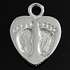 Sterling Silver Heart Pendants, 925 Sterling Silver, plated Approx 2.2mm 