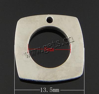 Encantos de etiqueta de acero inoxidable, Cuadrado, Modificado para requisitos particulares, color original, 13.5x13.5x2mm, 8mm, agujero:aproximado 1mm, Vendido por UD