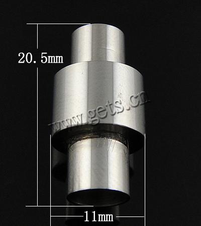 Round Stainless Steel Magnetic Clasp, Tube, Customized, original color, 20.5x11mm, Sold By PC