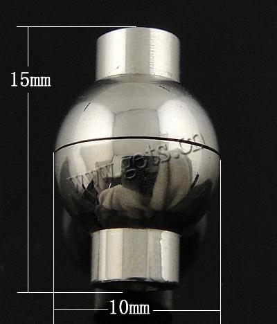 Fermeture magnétique en acier inoxydable rond, lanterne, Personnalisé, couleur originale, 15x10mm, Vendu par PC