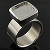 Stainless Steel Finger Ring Setting, 304 Stainless Steel, Square, original color Inner Approx US Ring 