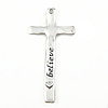 Zinc Alloy Cross Pendants, word believe, plated, with letter pattern Approx 2mm 