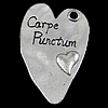 Zinc Alloy Heart Pendants, plated, with letter pattern nickel, lead & cadmium free Approx 2.5mm 