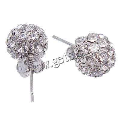 Zinc Alloy Rhinestone Stud Earring, stainless steel post pin, Round, with Mideast rhinestone, more colors for choice, nickel, lead & cadmium free, 21x10mm, Sold By Pair