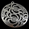 Zinc Alloy Flat Oval Pendants, plated, with flower pattern nickel, lead & cadmium free Approx 2mm 