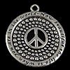Zinc Alloy Peace Pendants, Peace Logo, plated nickel, lead & cadmium free Approx 3.5mm 