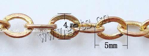 Латунная цепочка с овальными звеньями, Латунь, Другое покрытие, Овальный цепь, Много цветов для выбора, не содержит кадмий, 5x4x0.5mm, 100м/Strand, продается Strand