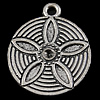 Zinc Alloy Flat Round Pendants, plated, with flower pattern nickel, lead & cadmium free Approx 1.5mm 