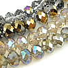 Rondelle Crystal Beads, AB color plated, faceted 