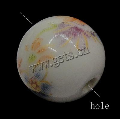 Abalorio de porcelana calcomanía , Esférico, diverso tamaño para la opción & con patrón de flores, agujero:aproximado 2mm, Vendido por UD