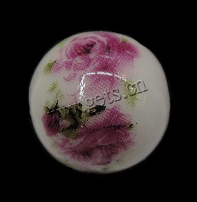 Decal Porcelain Beads, Round, different size for choice & with flower pattern, Hole:Approx 2mm, Sold By PC