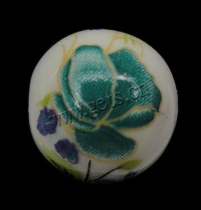 Perles porcelaine D, Rond, normes différentes pour le choix & avec le motif de fleurs, Trou:Environ 2mm, Vendu par PC