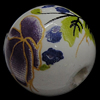 Decal Porcelain Beads, Round & with flower pattern Approx 3mm 