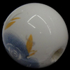 Decal Porcelain Beads, Round & with flower pattern Approx 3mm 