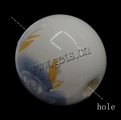 Decal Porcelain Beads, Round, different size for choice & with flower pattern, Hole:Approx 3mm, Sold By PC