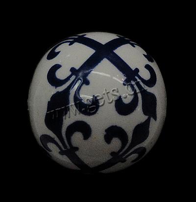 Blue and White Porcelain Beads, Round, with cross pattern & different size for choice, white, Hole:Approx 2mm, Sold By PC