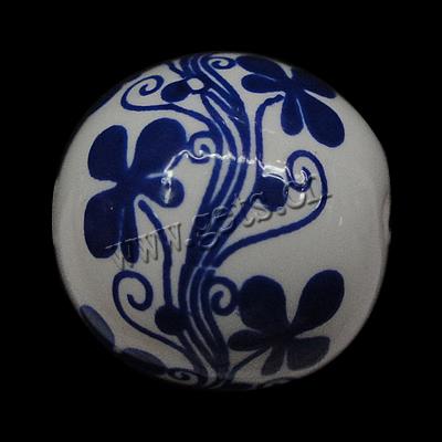 Blue and White Porcelain Beads, Round, different size for choice & with flower pattern, white, Hole:Approx 2mm, Sold By PC