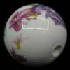 Aufkleber Porzellan Perlen, rund, verschiedene Größen vorhanden & mit Blumenmuster, Bohrung:ca. 2mm, verkauft von PC