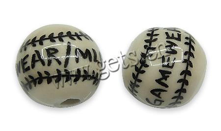 Decal Porcelain Beads, Round, different size for choice & with letter pattern, Hole:Approx 3mm, Sold By PC