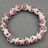 Porzellan Armbänder, rund, Perlen Armband & mit Blumenmuster, 12mm, Länge:ca. 8 ZollInch, verkauft von Strang