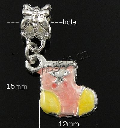 European Christmas Pendant, Zinc Alloy, with enamel, Christmas Sock, plated, Customized & enamel, more colors for choice, nickel, lead & cadmium free, 15x12x2mm, Hole:Approx 5mm, Sold By PC