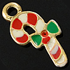 Zinc Alloy Christmas Pendants, with enamel, Christmas Candy Cane, plated, enamel Approx 2mm 