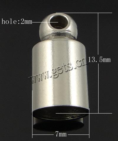 Stainless Steel End Caps, Tube, Customized, 13.5x7mm, Hole:Approx 6mm, 1000PCs/Bag, Sold By Bag
