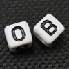 Acryl Alphabet Perlen, Würfel, verschiedene Muster für Wahl & vierseitig, weiß, 8x8x8mm, Bohrung:ca. 4mm, ca. 1100PCs/Tasche, verkauft von Tasche