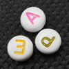 Acrylic Alphabet Beads, Flat Round & double-sided, white Approx 0.5mm, Approx 