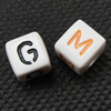 Acrylic Alphabet Beads, Cube & four-sided, white Approx 4mm, Approx 