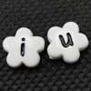 Acrylic Alphabet Beads, Flower & double-sided, white Approx 1mm, Approx 