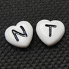 Acrylic Alphabet Beads, Heart & double-sided, white Approx 1mm, Approx 