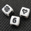 Acrylic Number Bead, Cube & four-sided, white Approx 4mm, Approx 